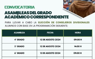 Asambleas de Grado para Elección de Consejeros Divisionales Alumnos